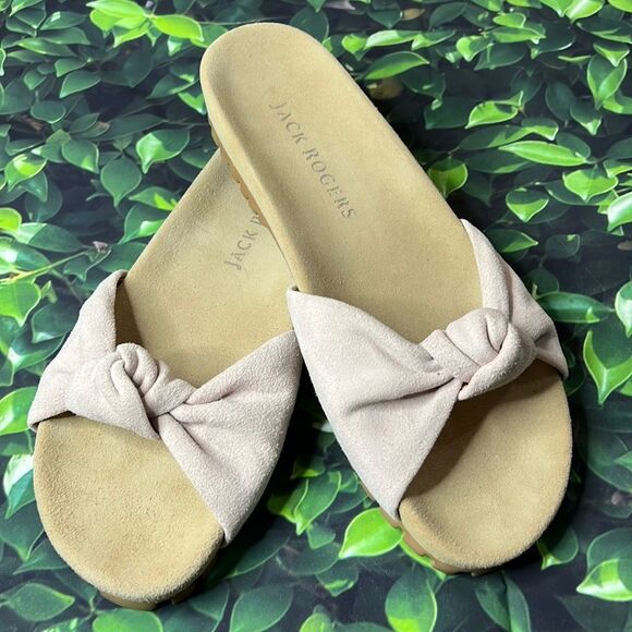 Jack Rogers pink suede slide sandals - Picture 1 of 6